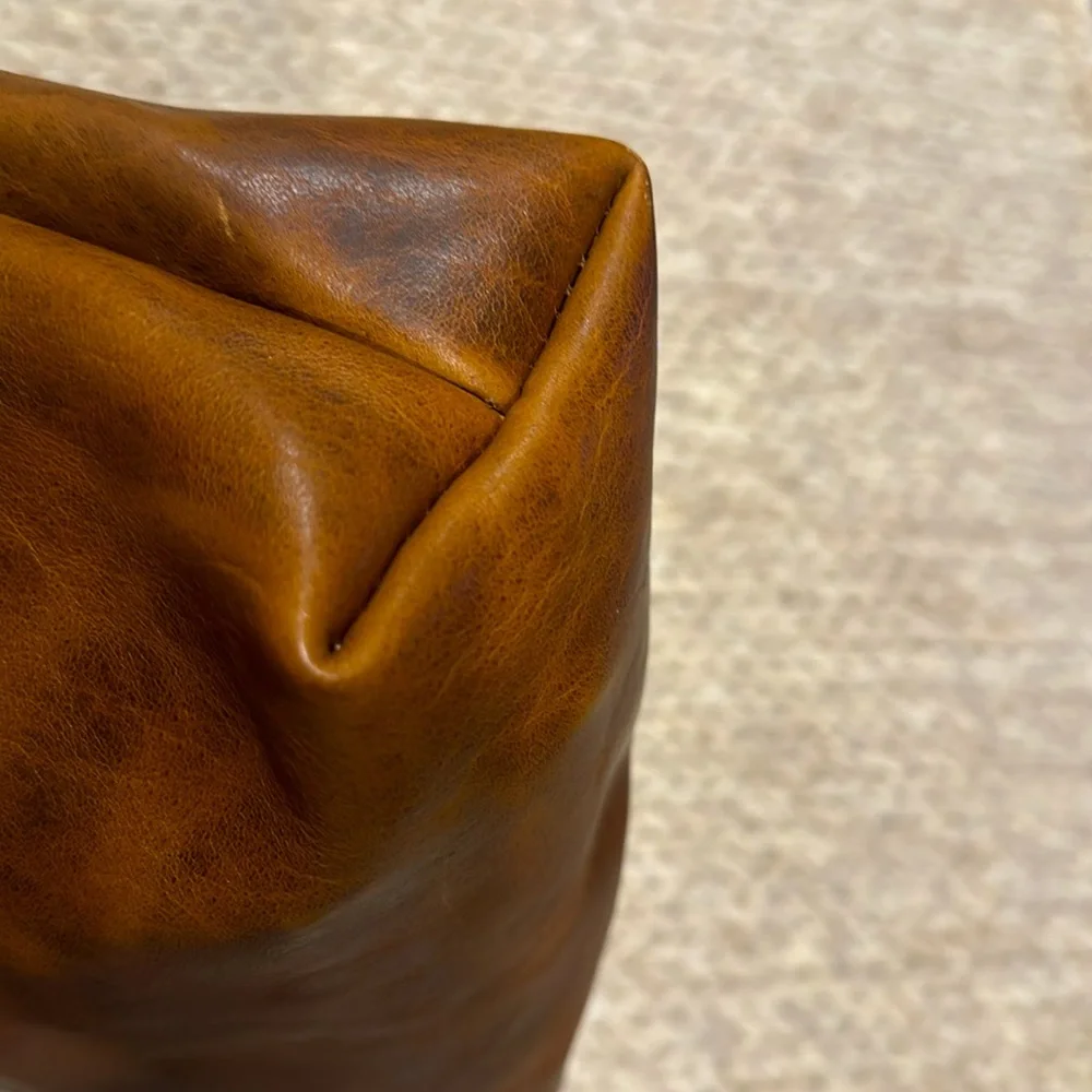 Go Forth Goods Avery Leather Tote Bag- Mini Crossbody- color: Peanut Bison - Picture 5 of 10